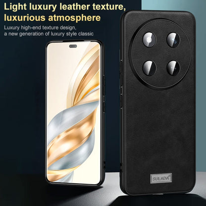 For Honor 200 Pro SULADA Shockproof TPU Hybrid Handmade Leather Phone Case(Black)
