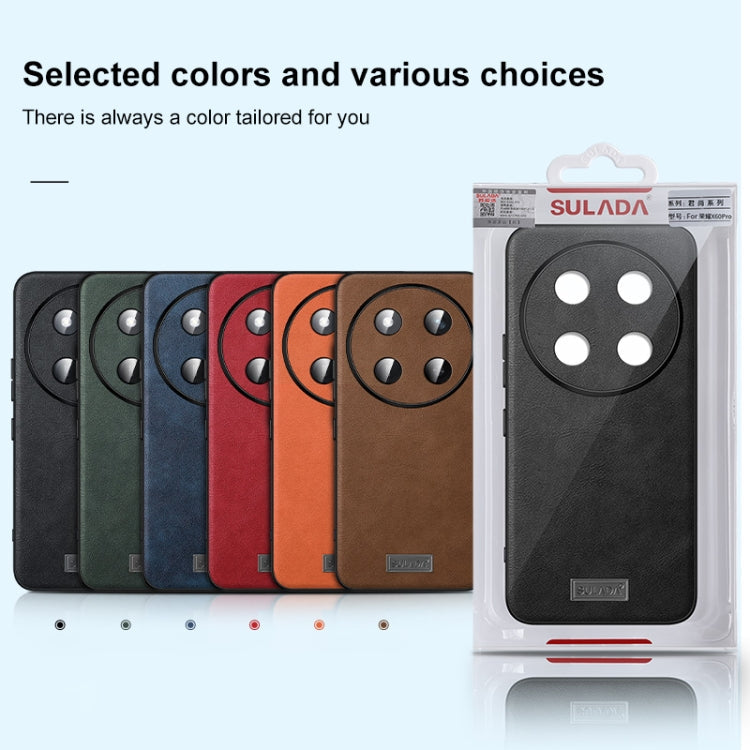For Honor 200 Pro SULADA Shockproof TPU Hybrid Handmade Leather Phone Case(Black)