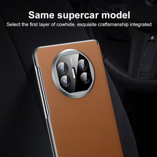 For Huawei Mate X5 SULADA Frameless Top Layer Cowhide Leather + PC Phone Case(Brown)