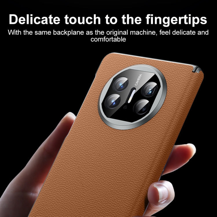 For Huawei Mate X5 SULADA Frameless Top Layer Cowhide Leather + PC Phone Case(Blue)