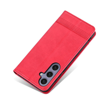 For Samsung Galaxy S25 5G AZNS Magnetic Calf Texture Flip Leather Phone Case(Red)