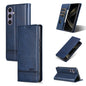 For Samsung Galaxy S25 5G AZNS Magnetic Calf Texture Flip Leather Phone Case(Dark Blue)