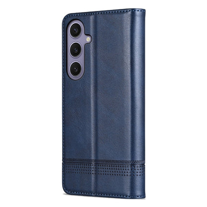 For Samsung Galaxy S25 5G AZNS Magnetic Calf Texture Flip Leather Phone Case(Dark Blue)