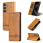 For Samsung Galaxy S25 5G AZNS Magnetic Calf Texture Flip Leather Phone Case(Light Brown)