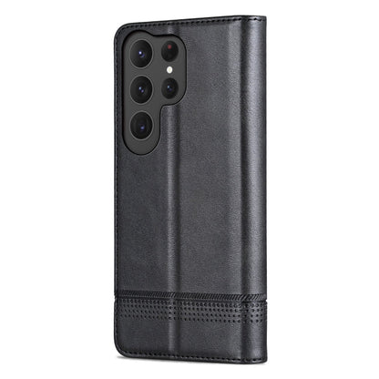 For Samsung Galaxy S25 Ultra 5G AZNS Magnetic Calf Texture Flip Leather Phone Case(Black)