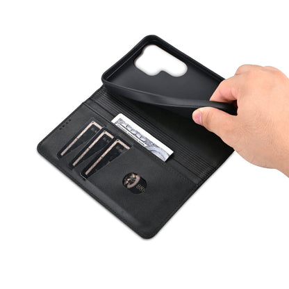 For Samsung Galaxy S25 Ultra 5G AZNS Magnetic Calf Texture Flip Leather Phone Case(Black)