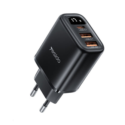 Yesido YC67 17W USB / Type-C + Dual USB Digital Display Charger, Specification:EU Plug(Black)
