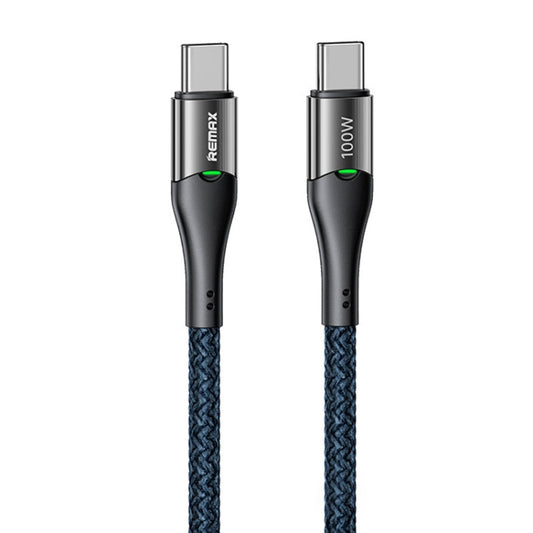 REMAX RC-C115 1.2m 100W Type-C to Type-C Smart Power-off Fast Charging Data Cable(Dark Blue)