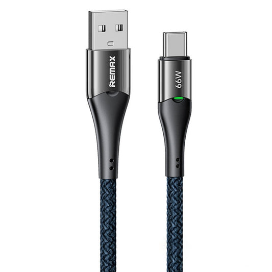 Câble de données de charge rapide avec arrêt automatique REMAX RC-C117 1,2 m 66 W USB vers Type-C (bleu foncé)