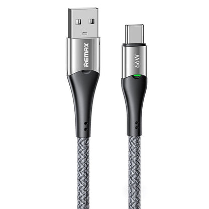 REMAX RC-C117 1.2m 66W USB to Type-C Smart Power-off Fast Charging Data Cable(Silver)
