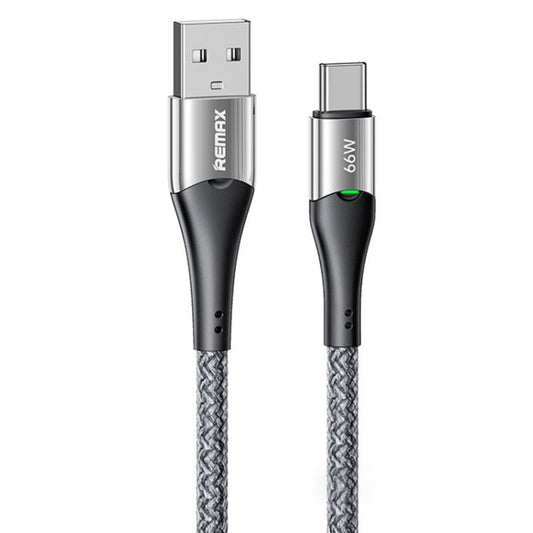 Câble de données de charge rapide REMAX RC-C117 1,2 m 66 W USB vers Type-C avec coupure intelligente (argent)