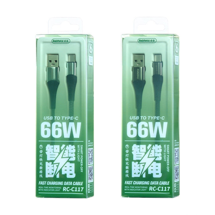 REMAX RC-C117 1.2m 66W USB to Type-C Smart Power-off Fast Charging Data Cable(Silver)