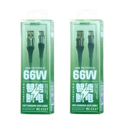 REMAX RC-C117 1.2m 66W USB to Type-C Smart Power-off Fast Charging Data Cable(Dark Blue)