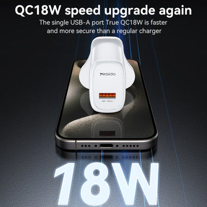 Yesido YC85 PD 18W USB Fast Charger, Specification:UK Plug(White)