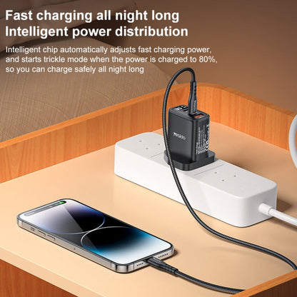 Yesido YC88 30W USB + Dual USB-C / Type-C Digital Display Charger, Specification:UK Plug(Black)