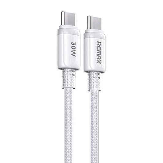Câble de charge rapide tressé transparent REMAX RC-C036 1,2 m 30 W Type-C vers Type-C (blanc)