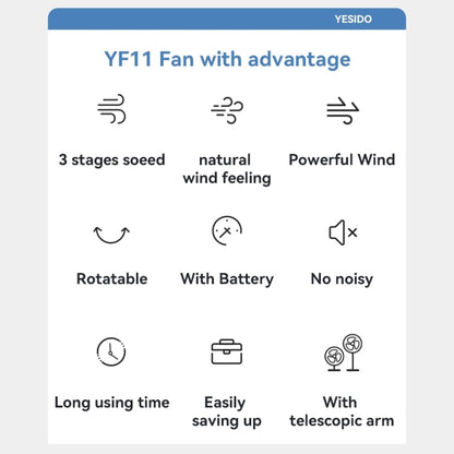 Yesido YF11 Foldable Telescopic Floor Fan(White)