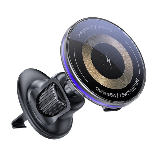 Support de charge sans fil magnétique Yesido C308 15W MagSafe pour grille d'aération (noir)