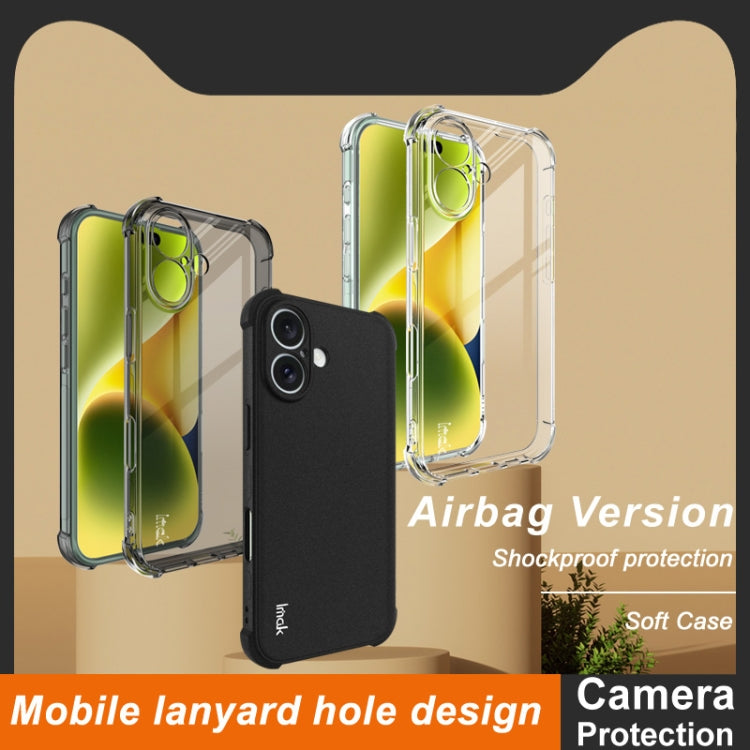 Pour iPhone 16 Coque de téléphone antichoc en TPU avec coussin d'air Imak (Noir mat)
