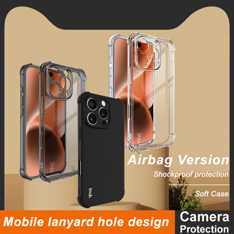 For iPhone 16 Pro imak Shockproof Airbag TPU Phone Case(Transparent Black)