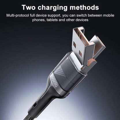 Yesido CA165L 27W USB + USB-C / Type-C to 8 Pin 2 in 1 Fast Charging Data Cable, Length:1.2m(Black)