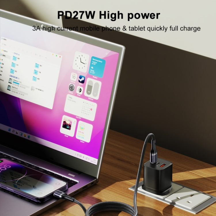 Yesido CA167 PD 27W USB-C / Type-C to 8 Pin Fast Charging Data Cable, Length:1.2m(Black)