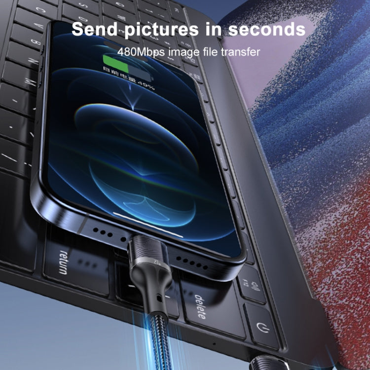 Yesido CA167 PD 27W USB-C / Type-C to 8 Pin Fast Charging Data Cable, Length:1.2m(Black)