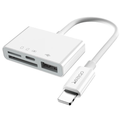 Yesido GS12 8 Pin to TF Card / SD Card / USB / 8 Pin 4 in 1 OTG Converter(White)