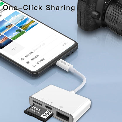 Yesido GS12 8 Pin to TF Card / SD Card / USB / 8 Pin 4 in 1 OTG Converter(White)