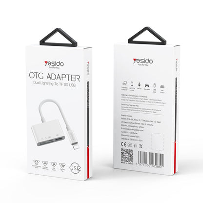 Yesido GS12 8 Pin to TF Card / SD Card / USB / 8 Pin 4 in 1 OTG Converter(White)