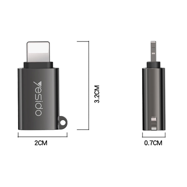 Adaptateur OTG Yesido GS14 8 broches vers USB 3.0 (noir)