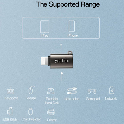 Adaptateur OTG Yesido GS14 8 broches vers USB 3.0 (noir)