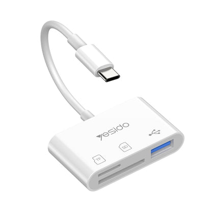Adaptateur OTG Yesido GS16 USB-C / Type-C vers USB 3.0 / Lecteur de carte TF / SD (blanc)