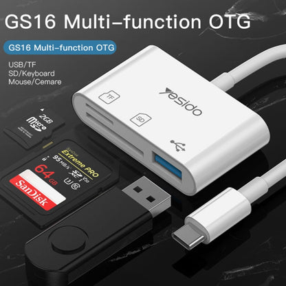 Adaptateur OTG Yesido GS16 USB-C / Type-C vers USB 3.0 / Lecteur de carte TF / SD (blanc)