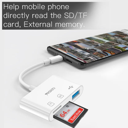 Adaptateur OTG Yesido GS16 USB-C / Type-C vers USB 3.0 / Lecteur de carte TF / SD (blanc)