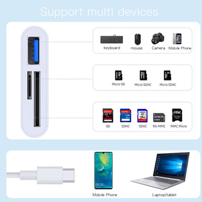 Adaptateur OTG Yesido GS16 USB-C / Type-C vers USB 3.0 / Lecteur de carte TF / SD (blanc)