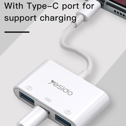 Yesido GS17 USB-C / Type-C to Dual USB + USB-C / Type-C OTG Adapter(White)