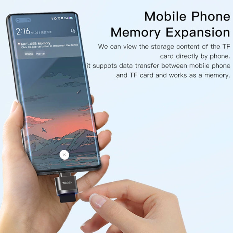 Yesido GS19 USB-C / Type-C to TF Card OTG Mini Card Reader(Black)