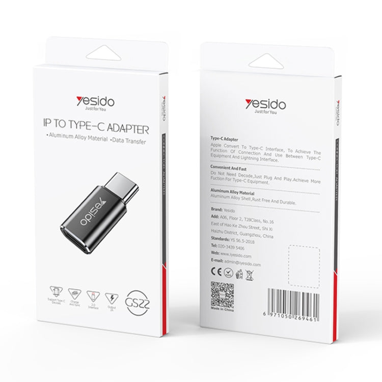 Yesido GS22 USB-C / Type-C to 8 Pin OTG Adapter(Black)