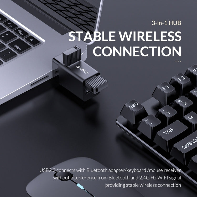 Adaptateur mini-HUB ORICO MINI-U32 3 en 1 en plastique ABS avec interface USB (noir)