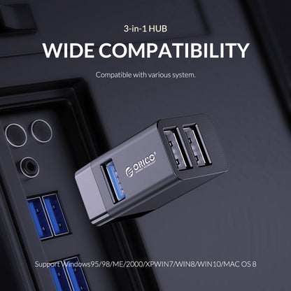 Adaptateur mini-HUB ORICO MINI-U32 3 en 1 en plastique ABS avec interface USB (noir)