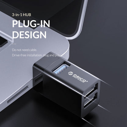 ORICO MINI-U32L 3 in 1 USB Aluminum Alloy Mini HUB Adapter(Black)