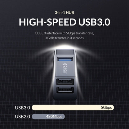 ORICO MINI-U32L 3 in 1 USB Aluminum Alloy Mini HUB Adapter(Black)