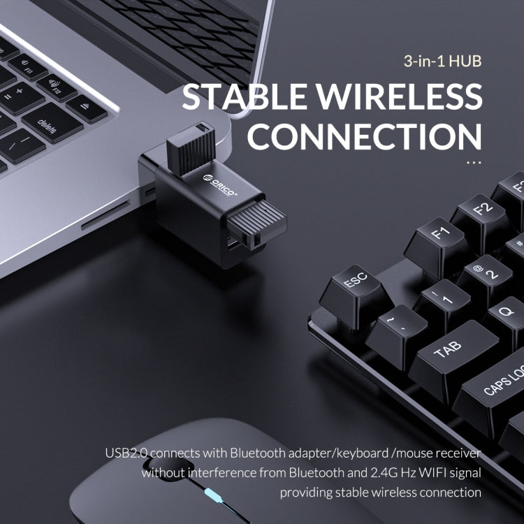 ORICO MINI-U32L 3 in 1 USB Aluminum Alloy Mini HUB Adapter(Black)