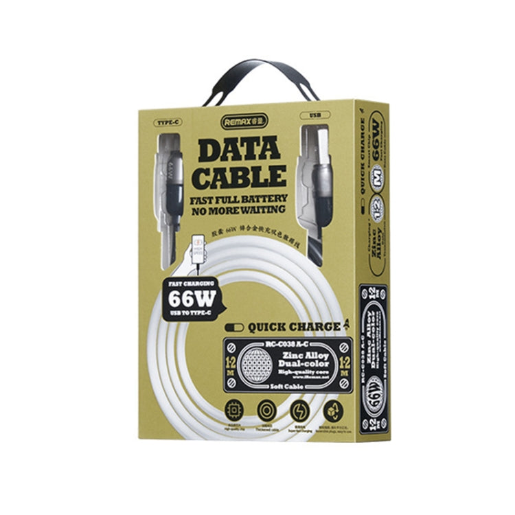 Câble de charge rapide REMAX RC-C038 Capsule 1,2 m 66 W USB vers Type-C en PVC (noir)