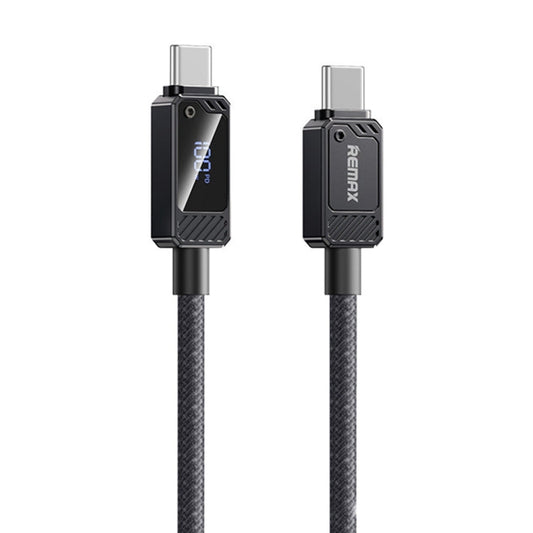 REMAX RC-C069 Câble de charge rapide tressé Type-C vers Type-C avec affichage numérique 1,2 m 100 W (Noir)