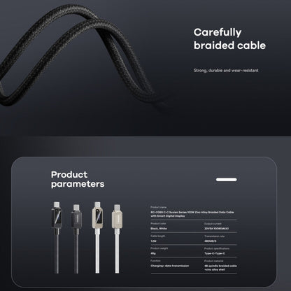 REMAX RC-C069 1.2m 100W Type-C to Type-C Digital Display Braided Fast Charging Cable(Black)