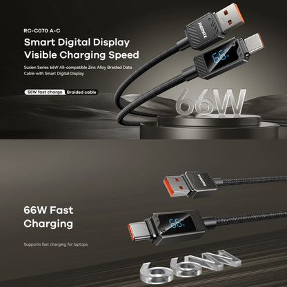 REMAX RC-C070 1.2m 66W USB to Type-C Digital Display Braided Fast Charging Cable(White)