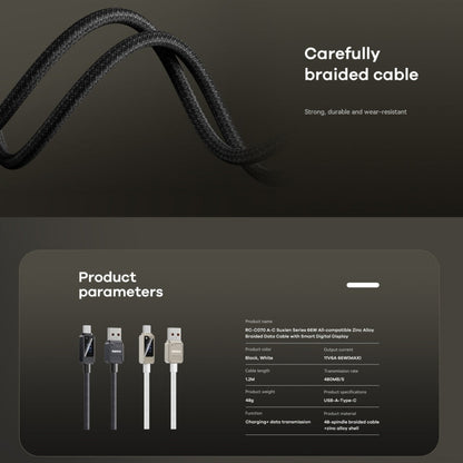REMAX RC-C070 1.2m 66W USB to Type-C Digital Display Braided Fast Charging Cable(White)