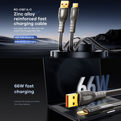 REMAX RC-C167 Prime 1.2m 66W USB to Type-C Braided Fast Charging Cable(Gold)